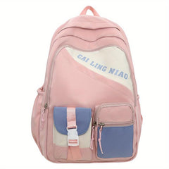 Nylon Preppy Backpack Large Capacity Lightweight Travel Bag