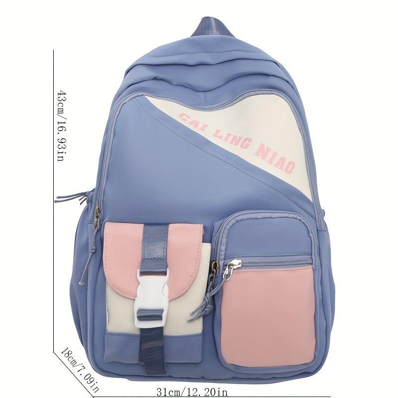 Nylon Preppy Backpack Large Capacity Lightweight Travel Bag