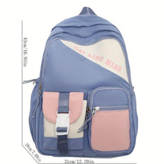 Nylon Preppy Backpack Large Capacity Lightweight Travel Bag