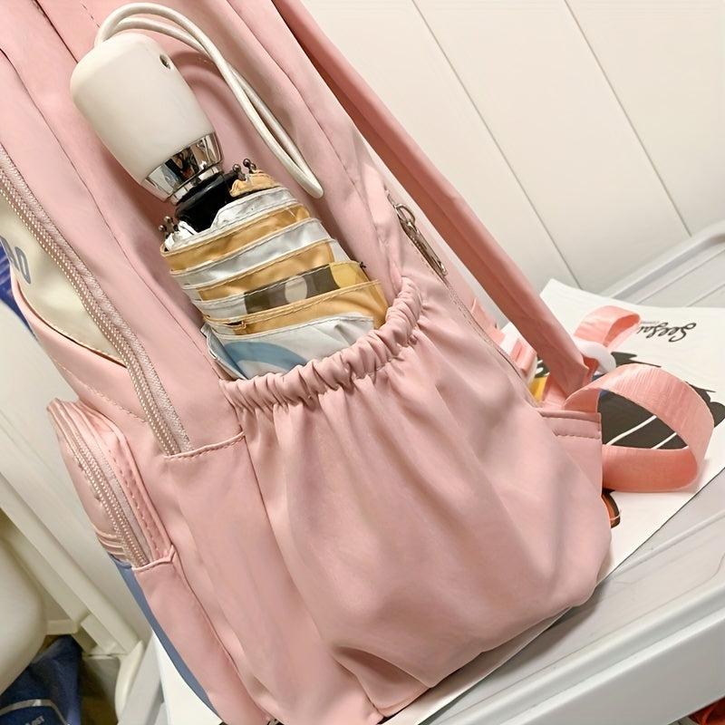 Nylon Preppy Backpack Large Capacity Lightweight Travel Bag