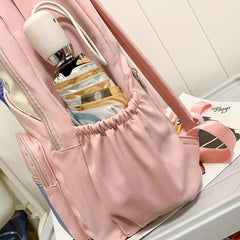 Nylon Preppy Backpack Large Capacity Lightweight Travel Bag