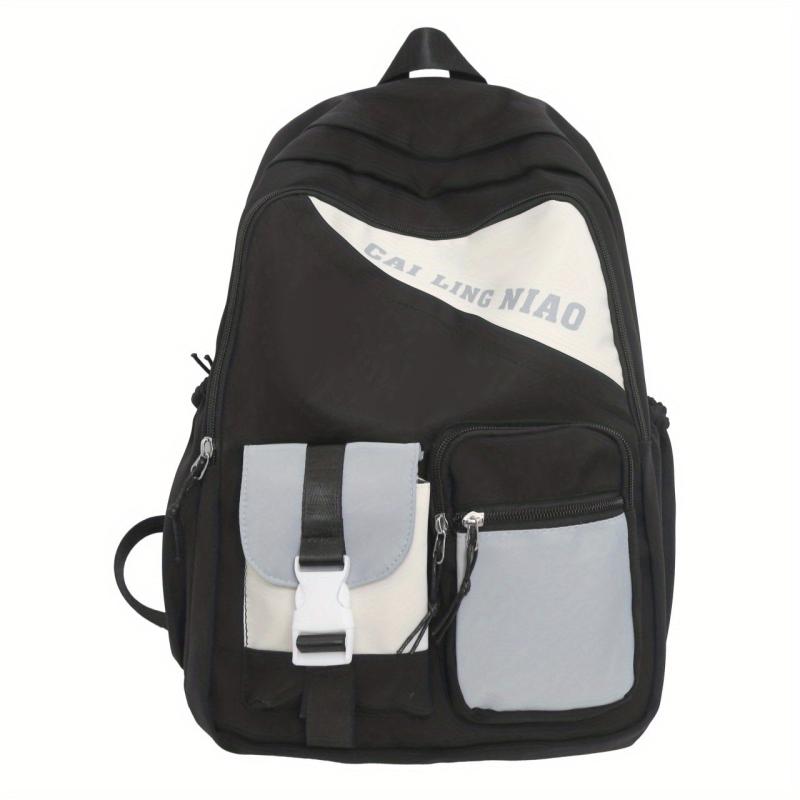 Nylon Preppy Backpack Large Capacity Lightweight Travel Bag