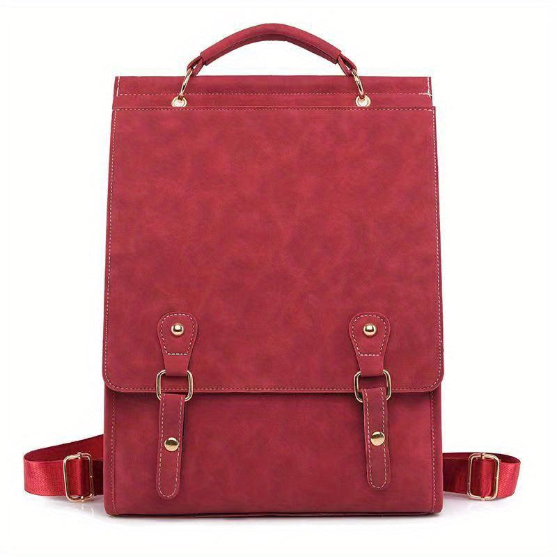 Vintage Solid Flap Backpack Travel Rucksack Women's School Bag