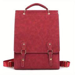 Vintage Solid Flap Backpack Travel Rucksack Women's School Bag