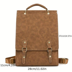 Vintage Solid Flap Backpack Travel Rucksack Women's School Bag
