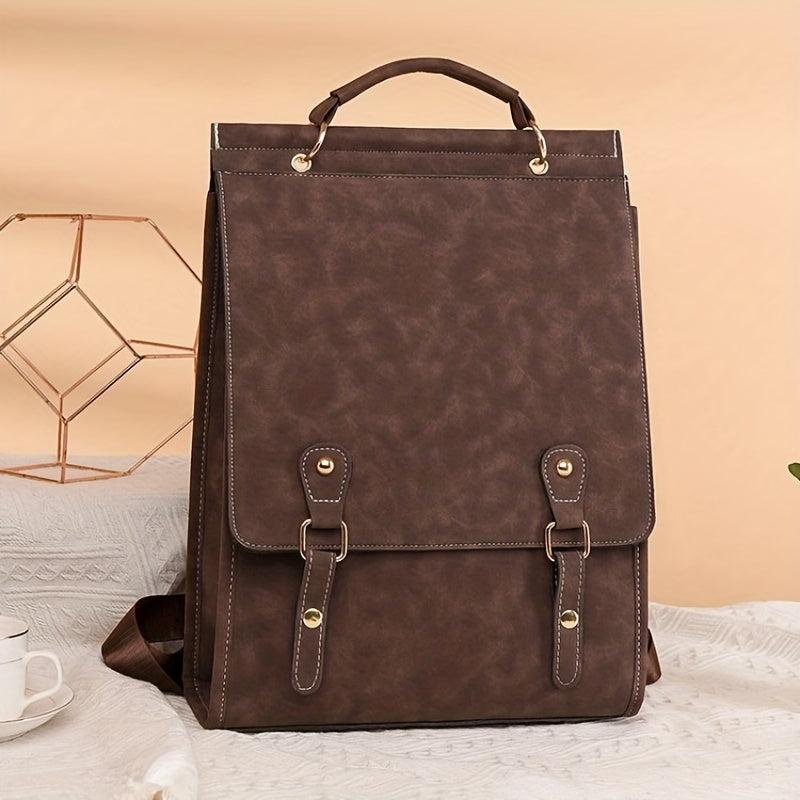 Vintage Solid Flap Backpack Travel Rucksack Women's School Bag