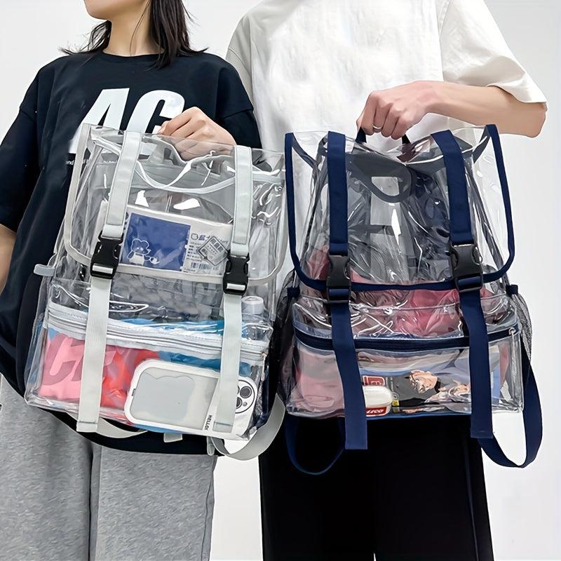 Clear Flap Backpack Waterproof PVC Daypack For Travel