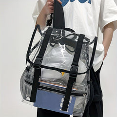 Clear Flap Backpack Waterproof PVC Daypack For Travel