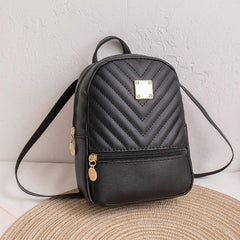 Zip Front Backpack Women's Metal Decor Faux Leather Backpack 7 87 Inch