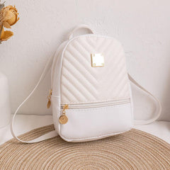 Zip Front Backpack Women's Metal Decor Faux Leather Backpack 7 87 Inch