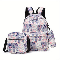 3pcs Cartoon Printed Backpack Set for Boys and Girls