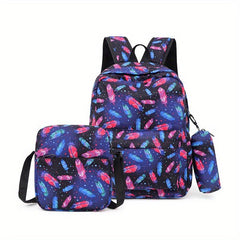 3pcs Cartoon Printed Backpack Set for Boys and Girls