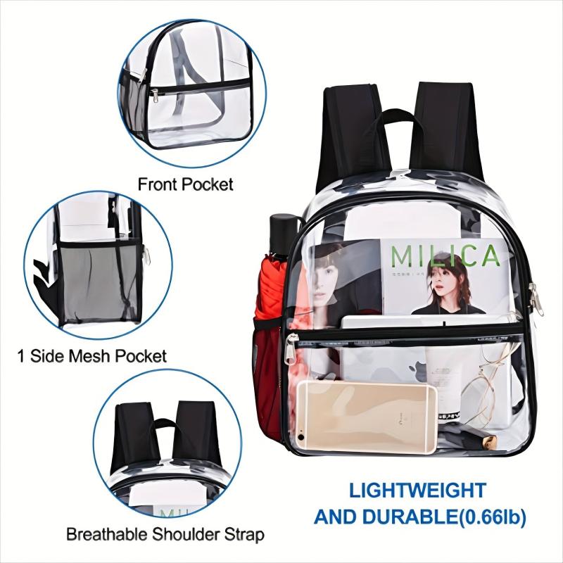 Clear PVC Backpack Stadium Approved Waterproof Travel Schoolbag