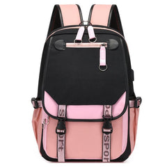 Canvas Backpack with Buckle Decor Flap, Zipper School Bag
