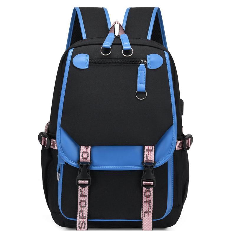 Canvas Backpack with Buckle Decor Flap, Zipper School Bag