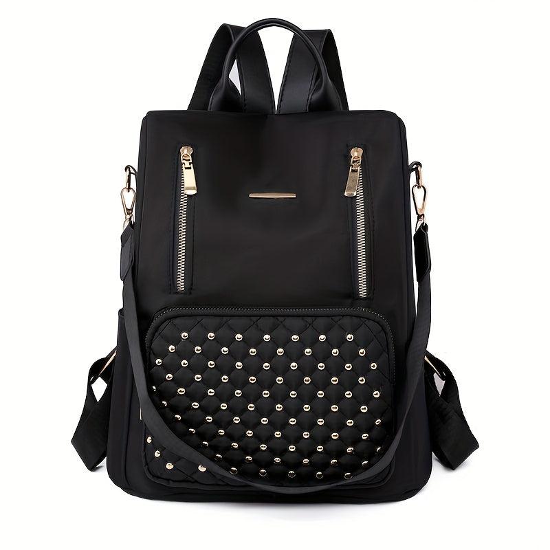 Studded Decor Backpack Purse Anti theft Nylon Travel School Daypack Shoulder Bag