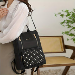 Studded Decor Backpack Purse Anti theft Nylon Travel School Daypack Shoulder Bag