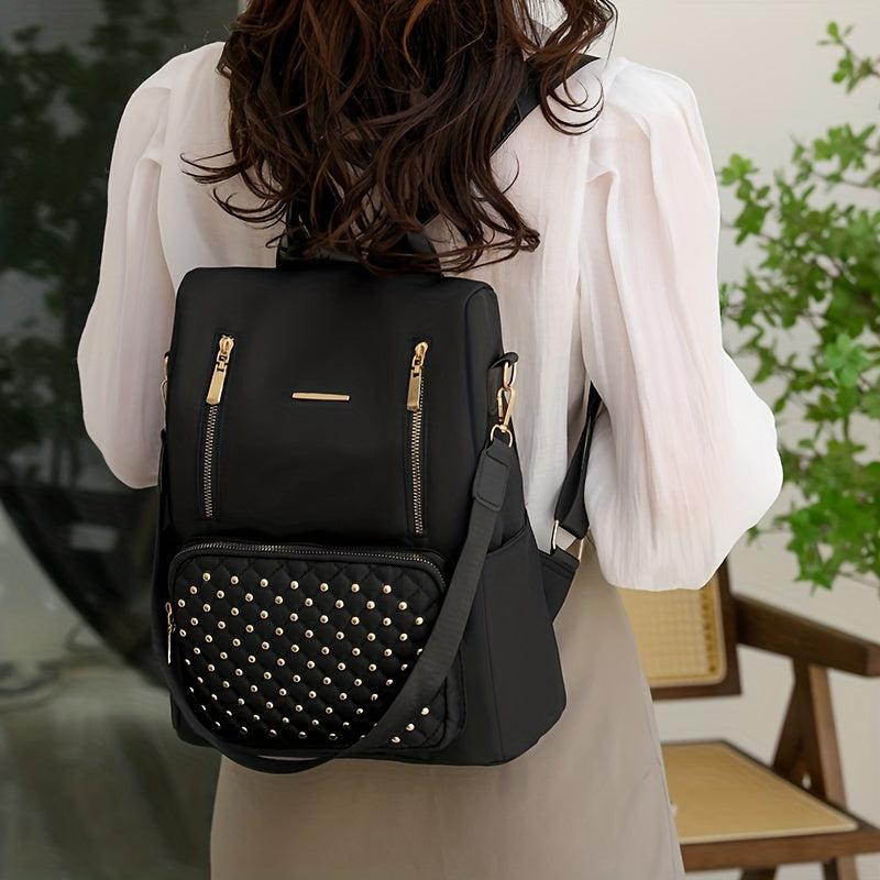Studded Decor Backpack Purse Anti theft Nylon Travel School Daypack Shoulder Bag
