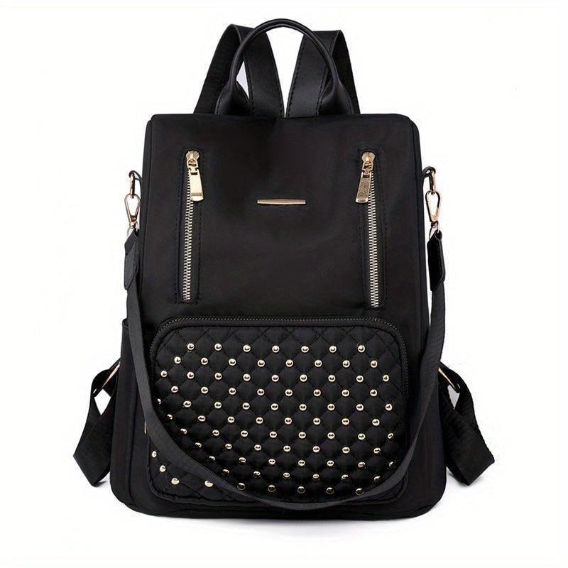 Studded Decor Backpack Purse Anti theft Nylon Travel School Daypack Shoulder Bag