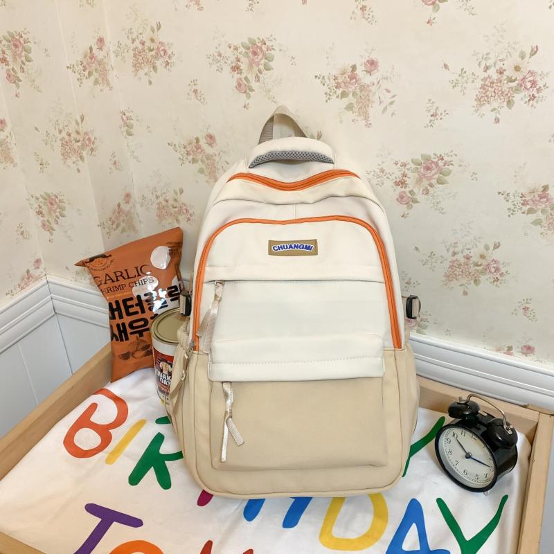 Colorblock Preppy School Bag Large Capacity Backpack