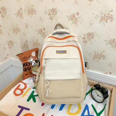 Colorblock Preppy School Bag Large Capacity Backpack