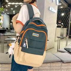 Colorblock Preppy School Bag Large Capacity Backpack