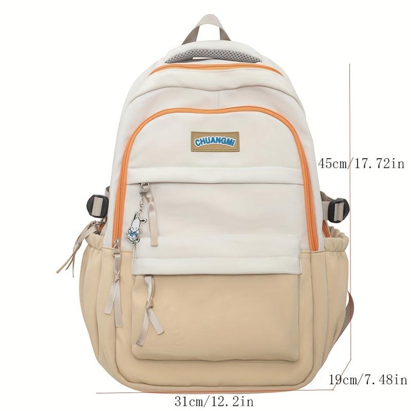 Colorblock Preppy School Bag Large Capacity Backpack
