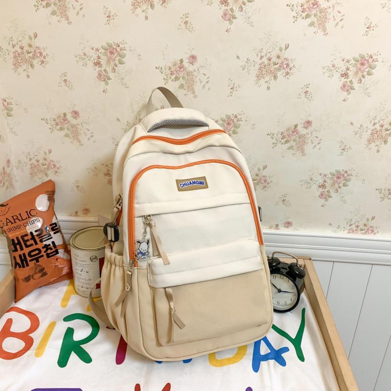 Colorblock Preppy School Bag Large Capacity Backpack