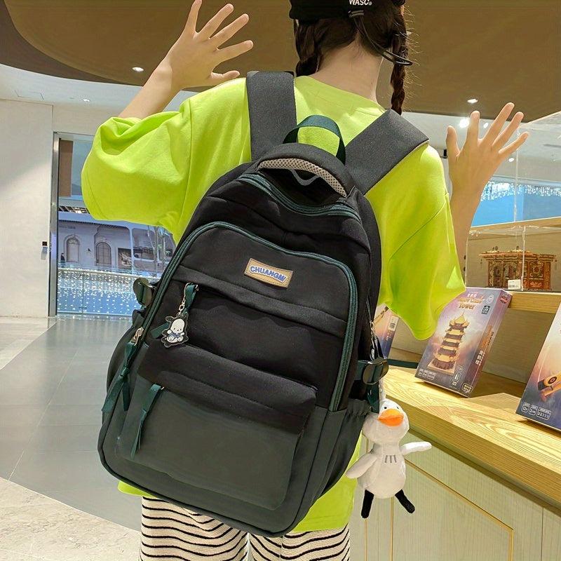 Colorblock Preppy School Bag Large Capacity Backpack