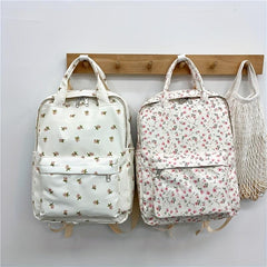 Flower Pattern Backpack Zipper School Bag Women's Rucksack