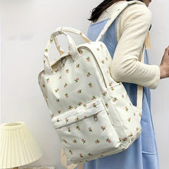 Flower Pattern Backpack Zipper School Bag Women's Rucksack