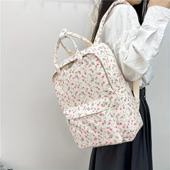 Flower Pattern Backpack Zipper School Bag Women's Rucksack