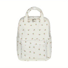 Flower Pattern Backpack Zipper School Bag Women's Rucksack
