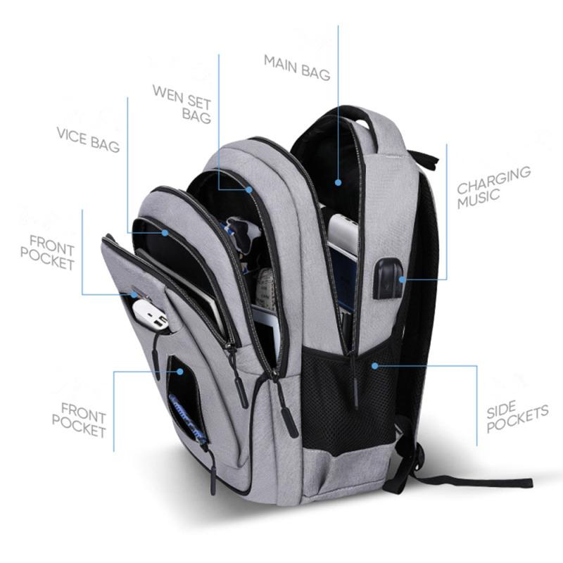 Father's Gift Laptop Backpack Large Capacity School Bag with USB Charging Port