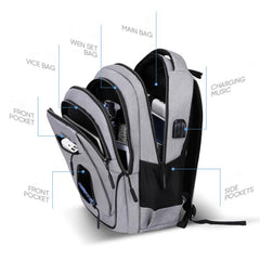 Father's Gift Laptop Backpack Large Capacity School Bag with USB Charging Port
