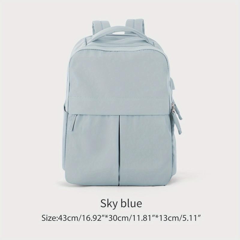 Solid Preppy Backpack All Match Travel Storage School Rucksack