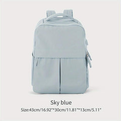 Solid Preppy Backpack All Match Travel Storage School Rucksack