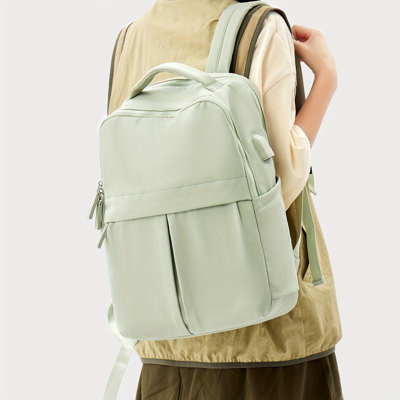 Solid Preppy Backpack All Match Travel Storage School Rucksack