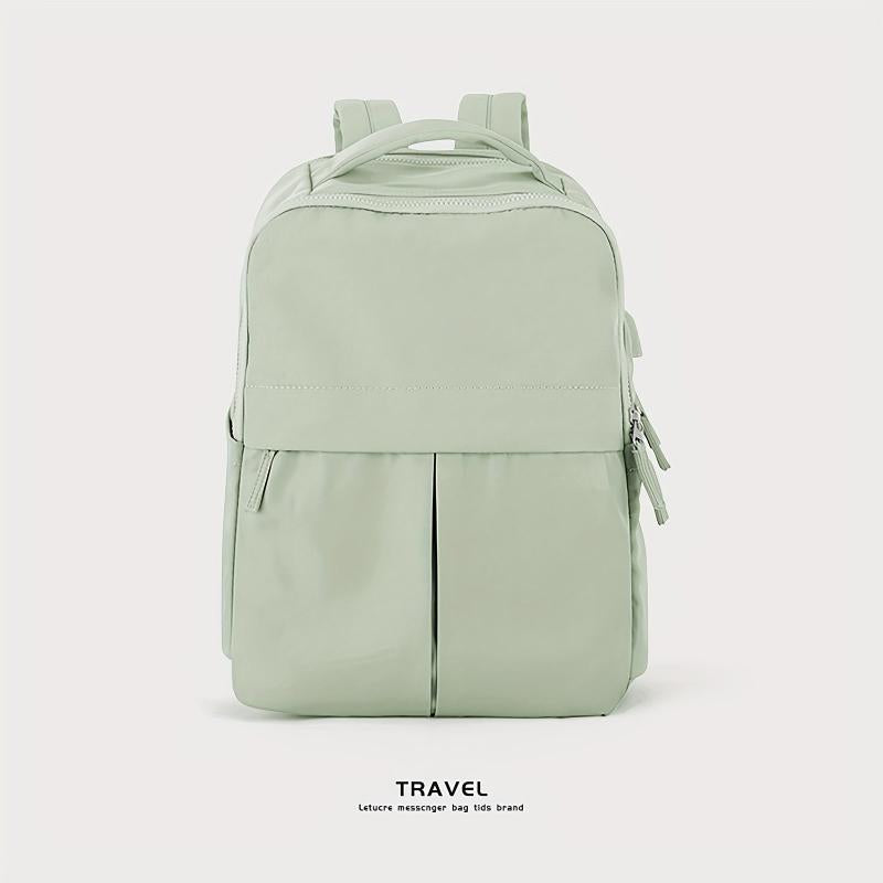 Solid Preppy Backpack All Match Travel Storage School Rucksack