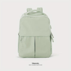 Solid Preppy Backpack All Match Travel Storage School Rucksack