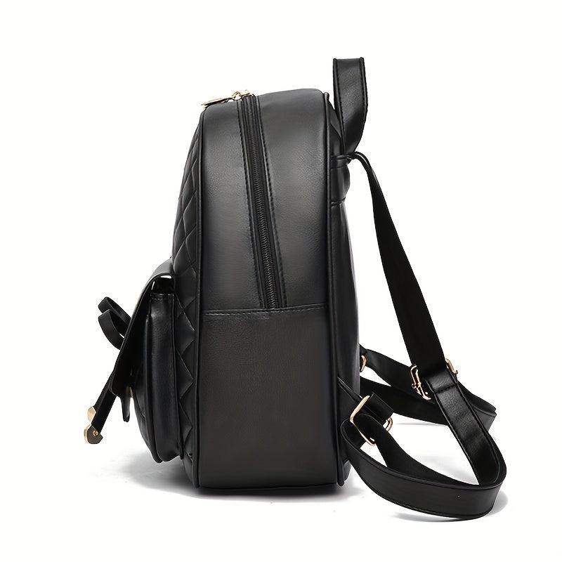 3pc Bow Backpack Handbag Set Faux Leather Magnet Bag 11x19cm 29x24cm