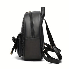 3pc Bow Backpack Handbag Set Faux Leather Magnet Bag 11x19cm 29x24cm