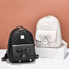 3pc Bow Backpack Handbag Set Faux Leather Magnet Bag 11x19cm 29x24cm