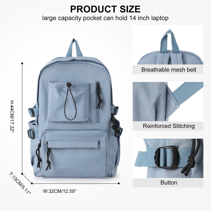 Minimalist Zipper Backpack Large Capacity Preppy School Bag