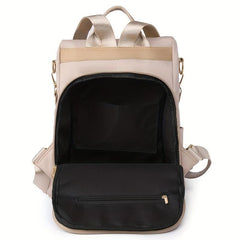 Minimalist Zipper Backpack Rivets Decor Women's Classic Daypack