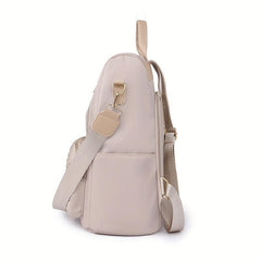 Minimalist Zipper Backpack Rivets Decor Women's Classic Daypack