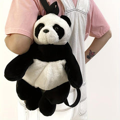 Plush Panda School Bag Faux Fur Purse for Kids