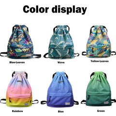 Waterproof Drawstring Backpack Ombre Sports Rucksack Lightweight Gym Travel