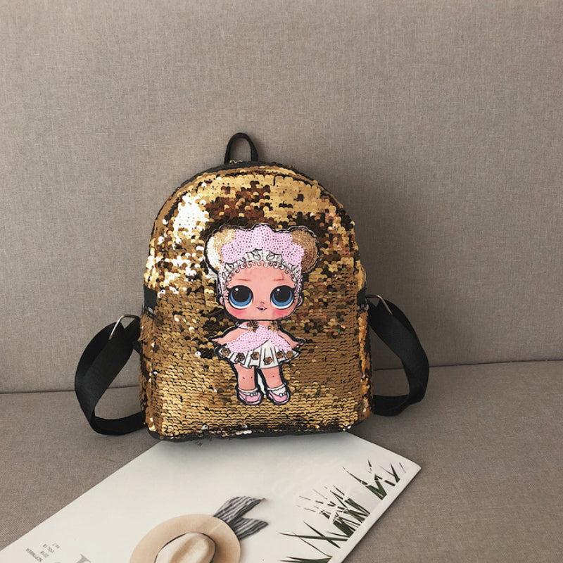 Small Sequin Glitter Backpack PU Leather Lightweight Shoulder Bag