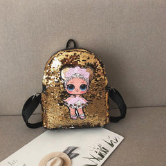 Small Sequin Glitter Backpack PU Leather Lightweight Shoulder Bag